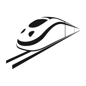 black and white train on tracks clip art preview