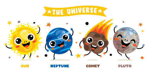 Hand Drawn Colorful Space Elements