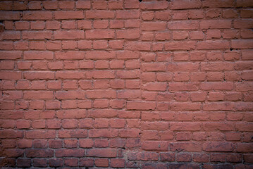 Brown red brick wall background. Old, retro style