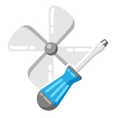 Illustration of repair air fan. Icon or image for industry and business.