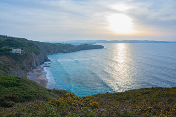 Idyllic beach scenery in Gijón