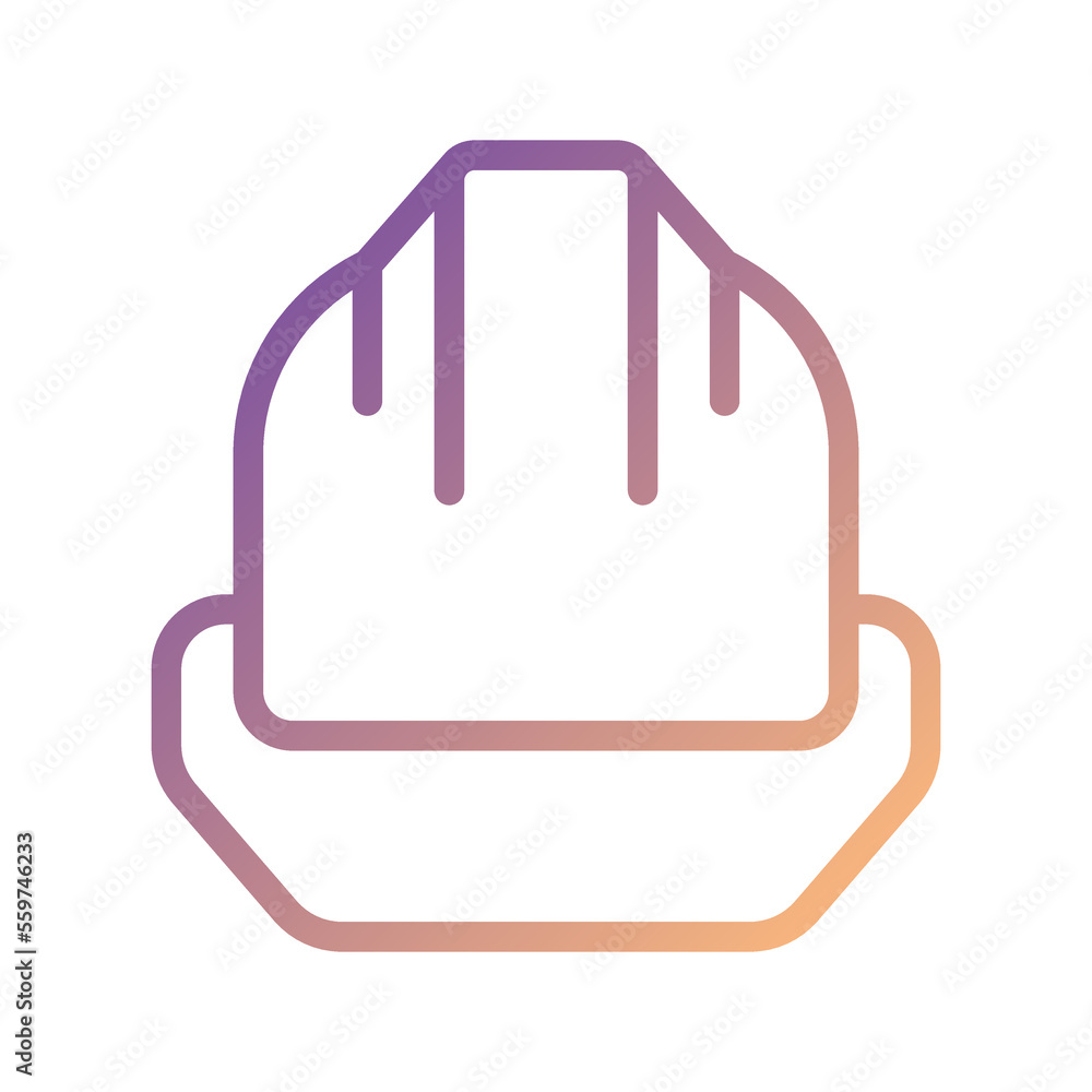 Wall mural hard hat pixel perfect gradient linear vector icon. personal protective equipment. safety helmet. mi