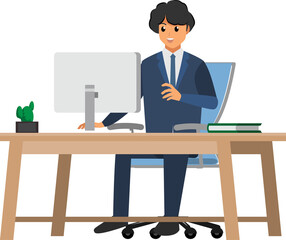 cartoon business man wear suit ,png