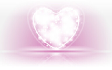 Obraz premium Neon shiny pink heart with glowing lights abstract background. St Valentines Day vector greeting design