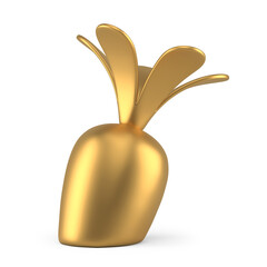 Golden carrot growing Easter vegetable metallic minimalist decor design 3d icon realistic illustration