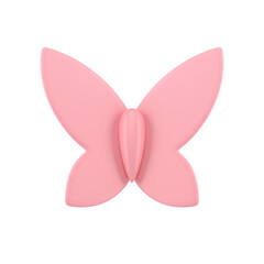 Elegant pink butterfly glossy ornamental winged insect Easter holiday element 3d icon