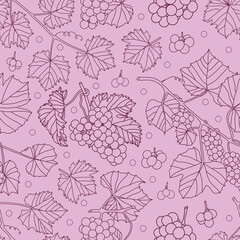 Grapes Seamless Pattern Vector Illustration