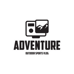 Action camera logo. Camera for active sports