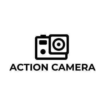 Action camera logo. Camera for active sports