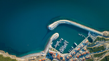 Lustica Bay Marina with lighthouse, Montenegro