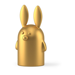Golden Easter rabbit holiday bauble animal character decor element 3d icon realistic illustration