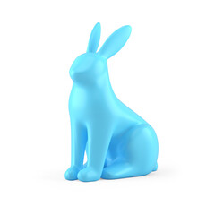 Easter bunny blue glossy ceramic statuette isometric 3d icon realistic illustration