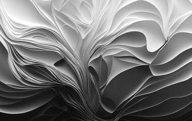 Black and white background texture, different shades of grey, white and dark black , luxury and flowing abstract design
