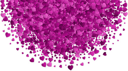 Falling Scattered Paper Purple Hearts Valentine's Day Isolated PNG Semicircle Border Cutout Love Design Element
