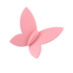 Pink elegant glossy butterfly with ornamental wings Easter decorative element 3d icon