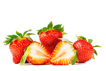 Fresh juicy sweet strawberies isolated on white background