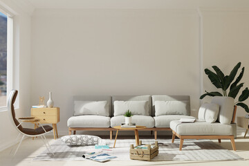 Fototapeta na wymiar Wall Mockup Living Room Modern Design Graphic
