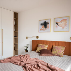 Beautiful bedroom with cozy bed