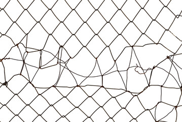 Background or texture from a metal mesh with holes on a white background