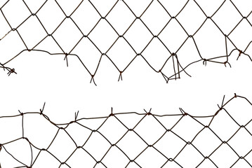 Background or texture from a metal mesh with holes on a white background