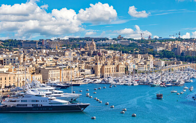 Valletta  Grand port of Malta, sailing boats at dock