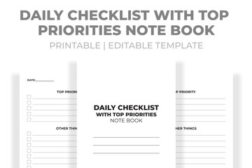 Daily Checklist With Top Priorities Note Book