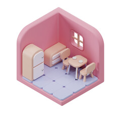 3d render of a house isometric transparent