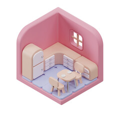 3d render of a house isometric transparent
