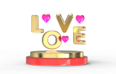 love text 3d render