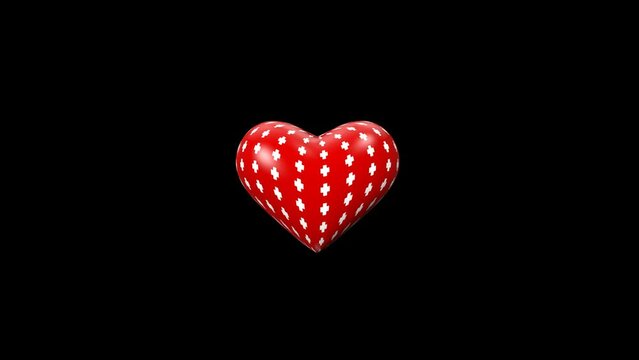 Love Heart Transparent Alpha Video 3D Animation