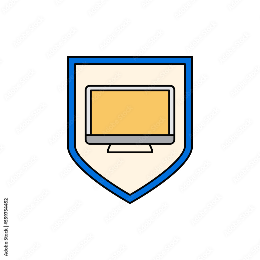 Poster computing security icon in color, isolated on white background