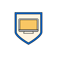 Computing security icon in color, isolated on white background 