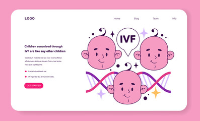 In vitro fertilization benefit web banner or landing page. Infertility
