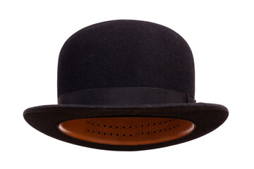 Black bowler hat front view isolated - 559755283