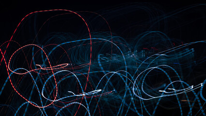 Dancing light streaks futuristic neo-punk abstract light background