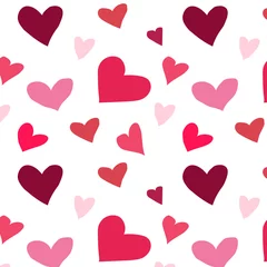 Fotobehang seamless vector flat pattern with hearts for st valentines day on white background © Karina