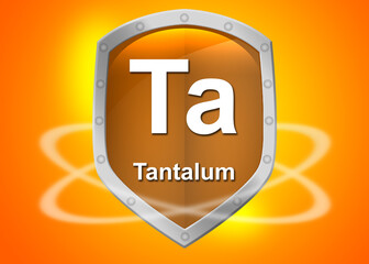 Chemical element Tantalum on a shield