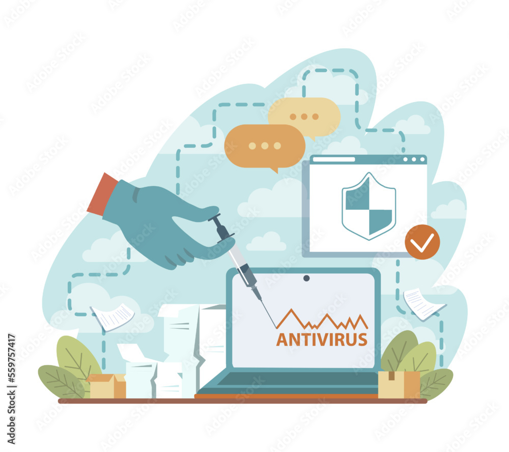 Poster cyber or web security. digital data protection and database safety