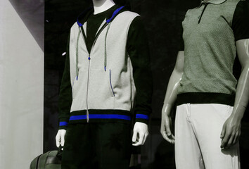 Stylish men's clothes on mannequin.