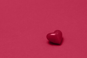 Valentines day heart on same color background. Monochromatic vivid color. Valentine's day concept. Close up, copy space.