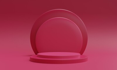 Abstract 3d pink background. 3d rendering with podium. Minimal scene.	
