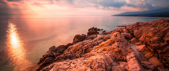 rocky coast of Istria, Croatia, Rabac resort...exclusive - this image is sold only on Adobe stock