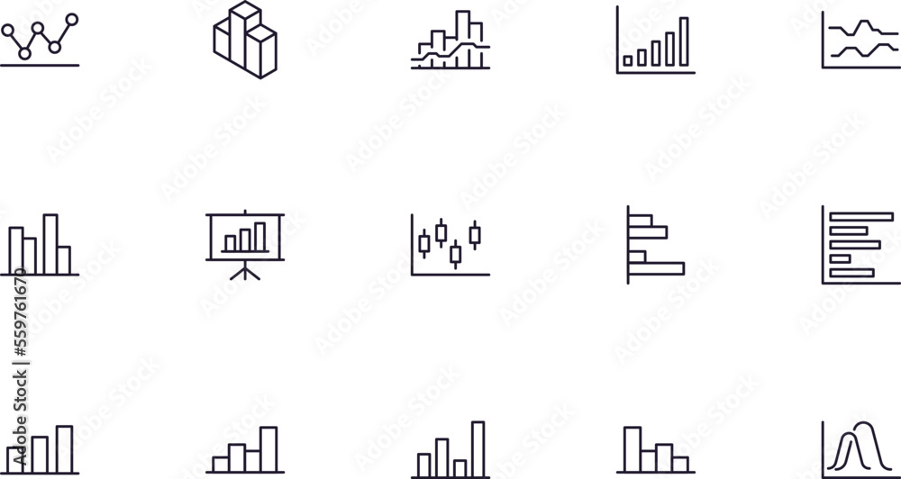 Poster chart concept. chart line icon set. collection of vector signs in trendy flat style for web sites, i