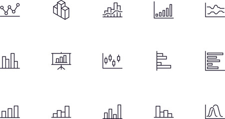 Chart concept. Chart line icon set. Collection of vector signs in trendy flat style for web sites, internet shops and stores, books and flyers. Premium quality icons isolated on white background