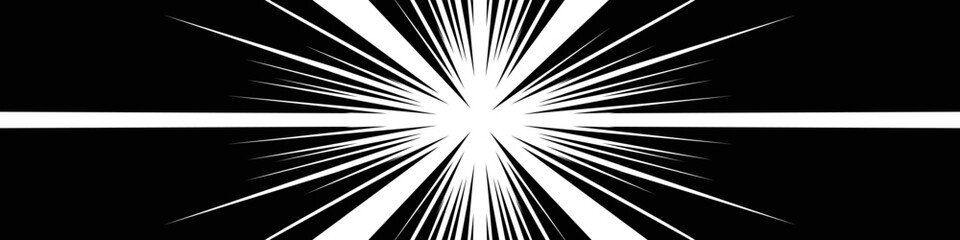 Fototapeta premium 横に長い長方形の漫画風の集中線の素材