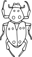 Hand drawn beetle icon in doodle style. Vector children's illustration for coloring.
