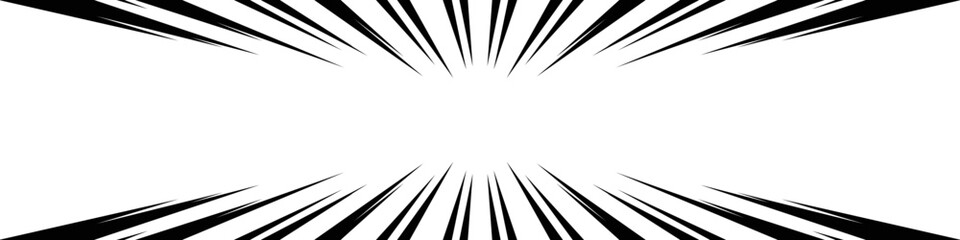 横に長い長方形の漫画風の集中線の素材