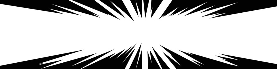 横に長い長方形の漫画風の集中線の素材