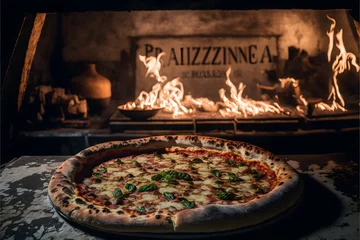 Foto op Plexiglas Calzone Pizza, Generative AI, Illustration © emir