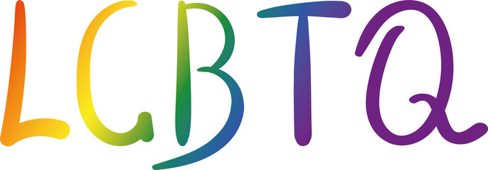 Gender, LGBT Doodle Rainbow Gradient Lettering. Title LGBTQ